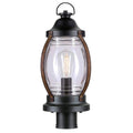 1 Light Outdoor Post Mount Textured Black Clear Glass J658154