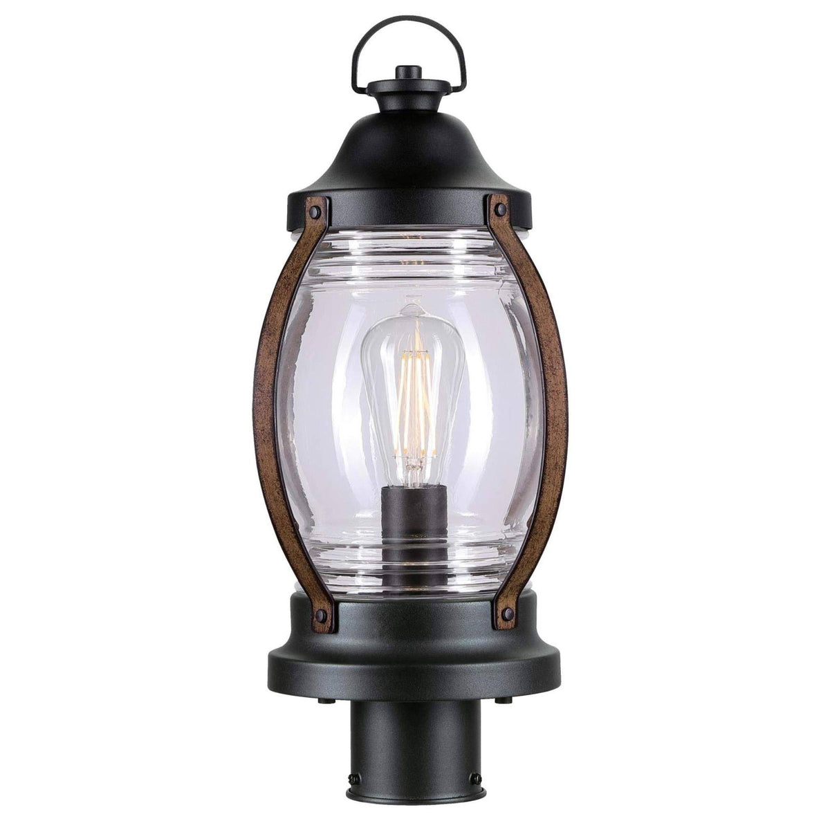 1 Light Outdoor Post Mount Textured Black Clear Glass J658154