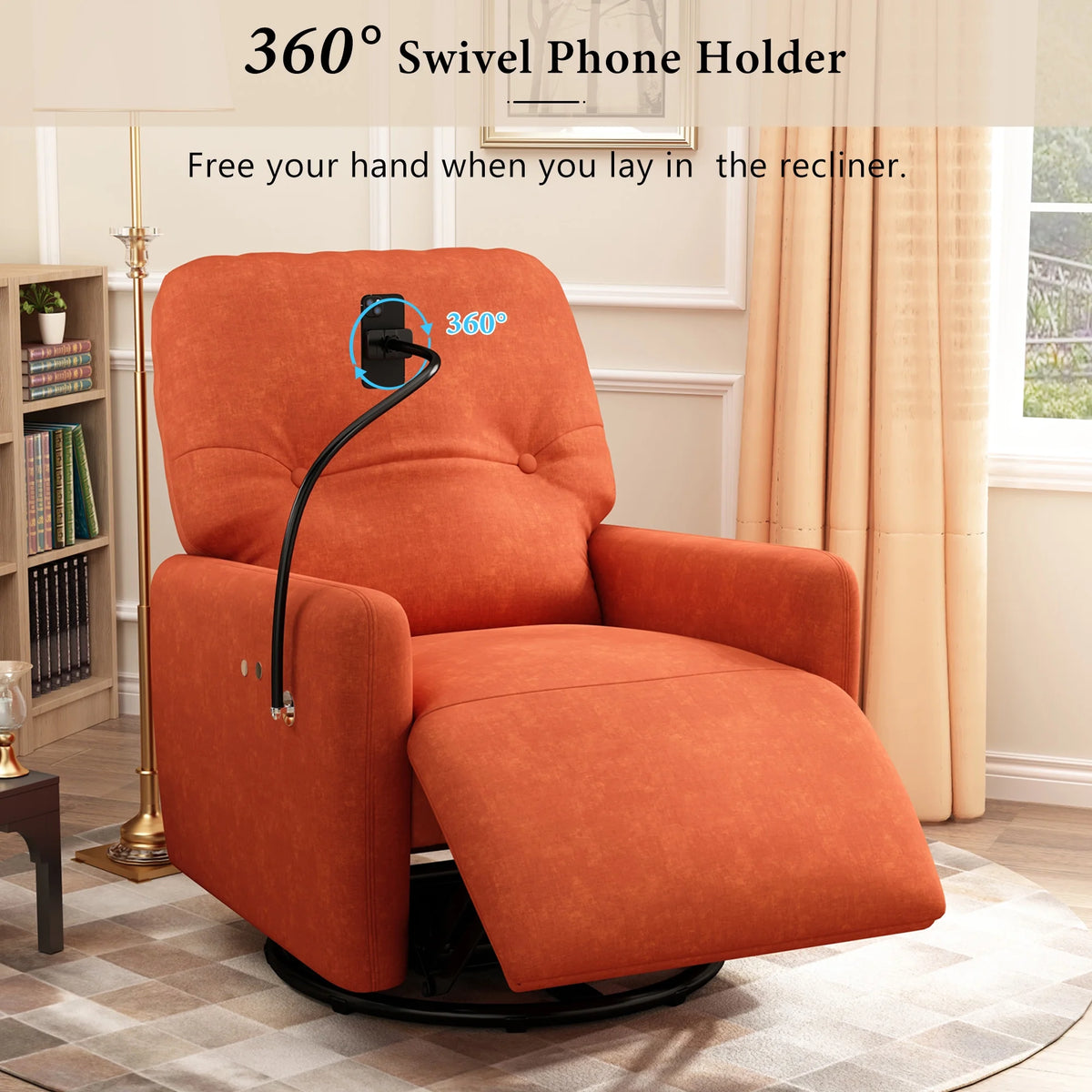Orange 270 Degree Swivel Electric Recliner Sofa D88227