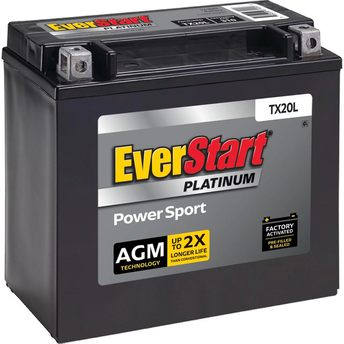 AGM Power Sport Battery Group Size TX20L 12 Volt 310 CCA D4043