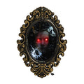 9" x 13" Broken Effect Mirror with Creepy Face Red Eyes Black Plastic Decoration S747