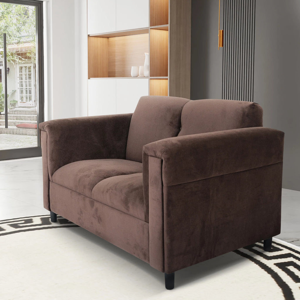 Dark Brown Suede Loveseat Sofa with Solid Wood Frame G73168