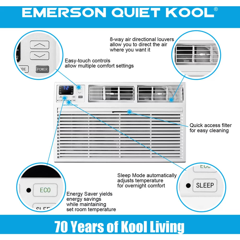 12,000 BTU 230-Volt Through-the-Wall Air Conditioner with Heater, White V7617
