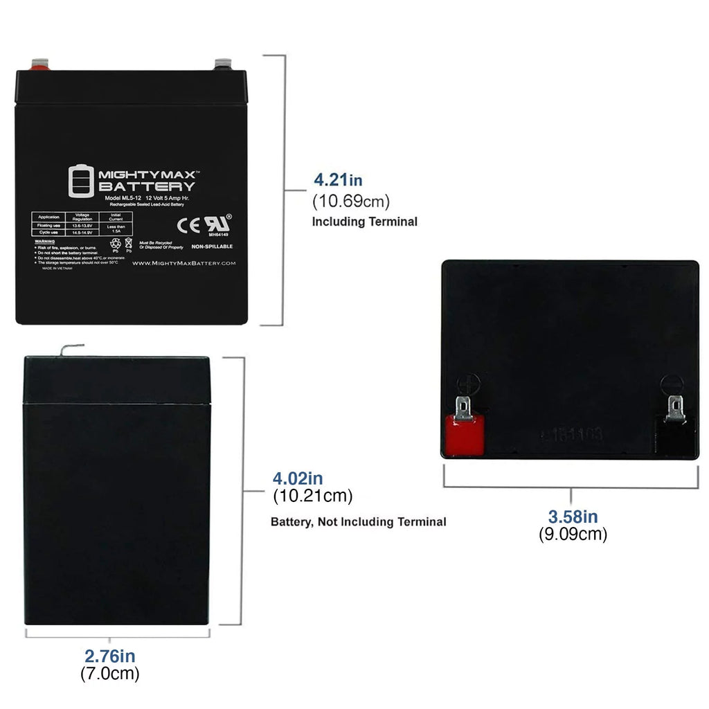 12V 5AH Rechargeable Sealed Lead Acid Battery C276