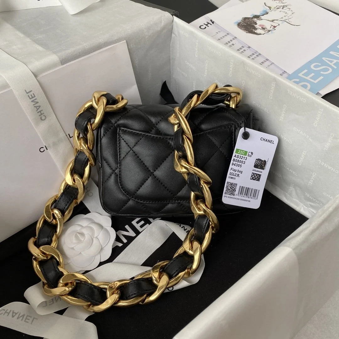 Black Mini Flap Shoulder and Crossbody Bag C460