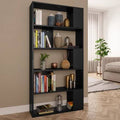 Black 31.5 inch x 9.4 inch x 62.6 inch Chipboard Book Cabinet/Room Divider R5004