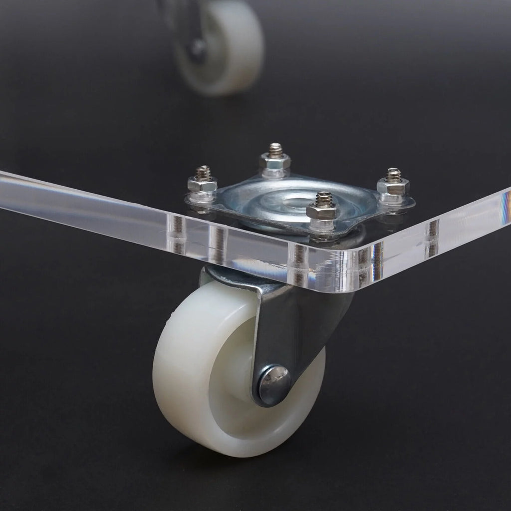 Clear Acrylic C-Shaped Bedside Table on Wheels X55406