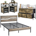 Grey 4 Piece Queen Bedroom Set with Bed Frame Dresser and Two Nightstands C79607
