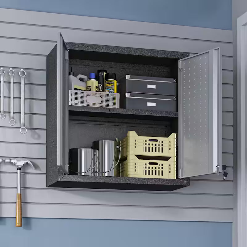 30 in. 2-Shelf Wall Mount Metal Garage Cabinet in Gray J297682