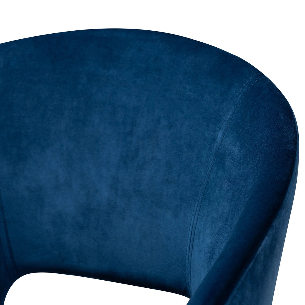 Navy Blue Velvet Upholstered Dining Chair Y34344