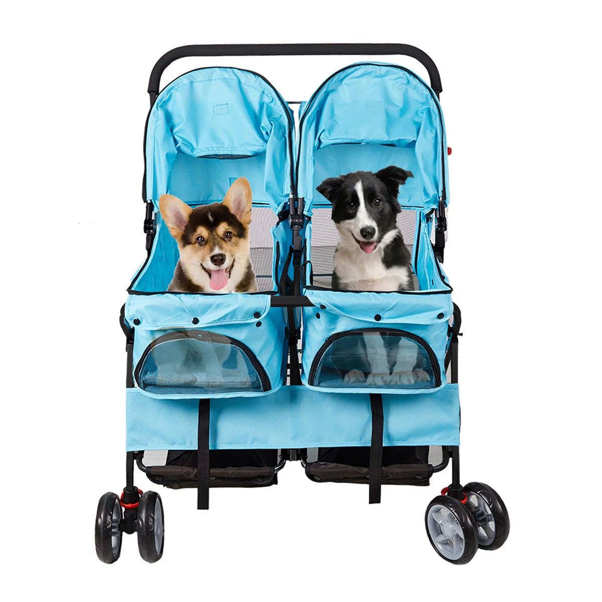 Double Pet Stroller Foldable Two-Seater Carrier Strolling Cart X5767