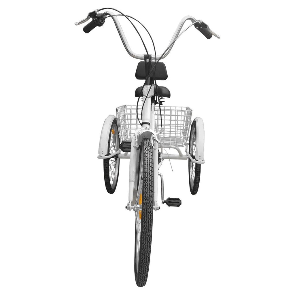 7-Speed 24 Adult 3-Wheel Tricycle with Basket White W997