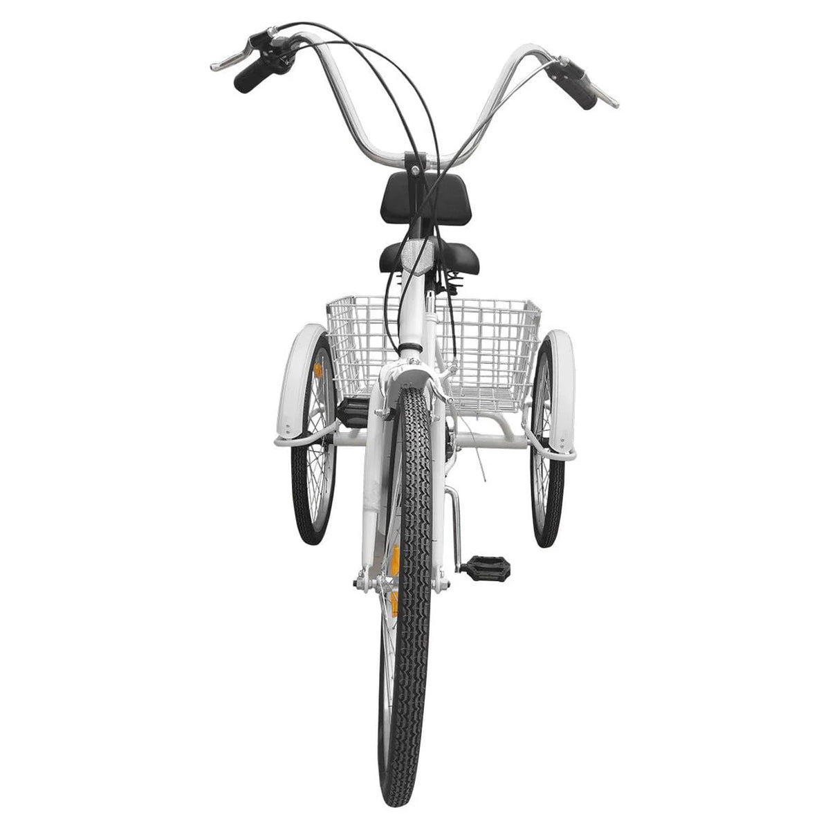 7-Speed 24 Adult 3-Wheel Tricycle with Basket White W997