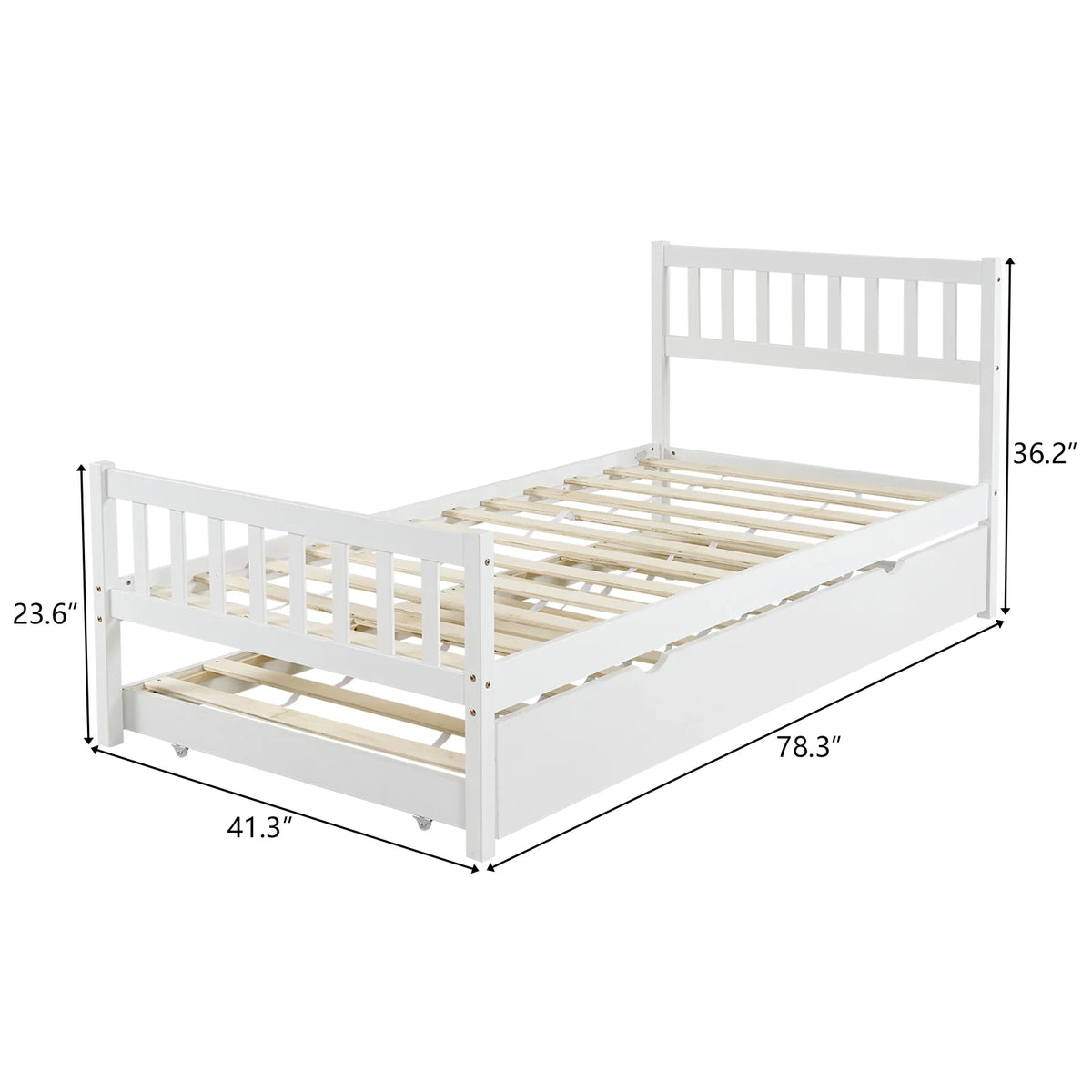 White Twin Bed with Trundle Y377