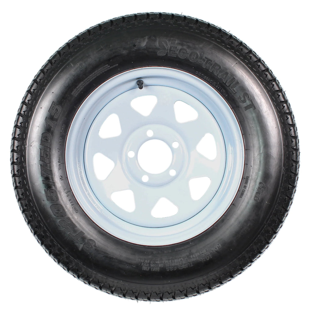 ST205/75D15 Trailer Tire On Rim 5 Lug White Spoke R46444