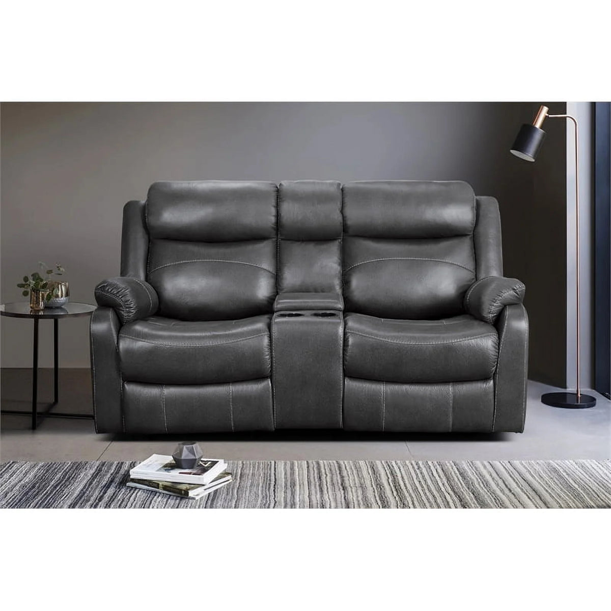 Dark Gray Microfiber 2-Piece Reclining Sofa Set O7520