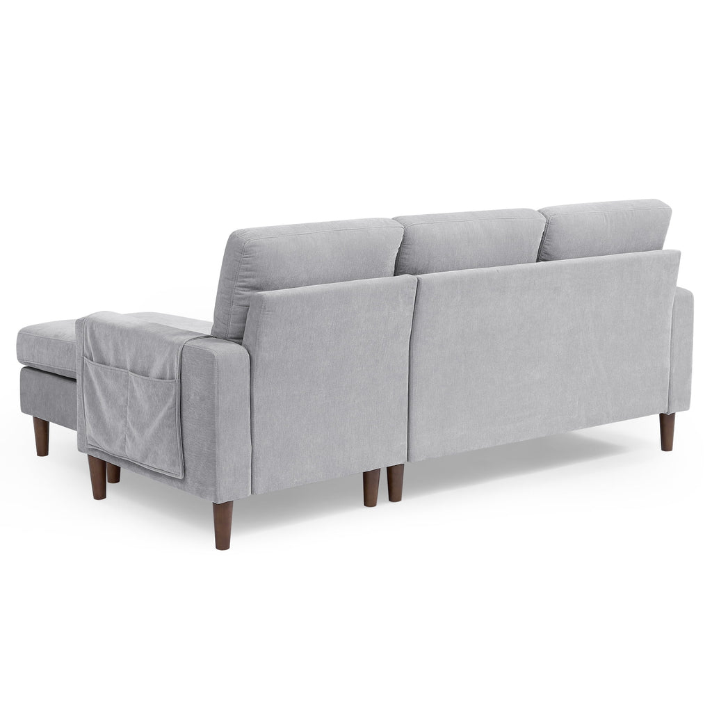 Light Grey Chenille Convertible Sectional Sofa N766601