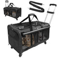Double-Compartment Pet Rolling Carrier with Wheels P5422
