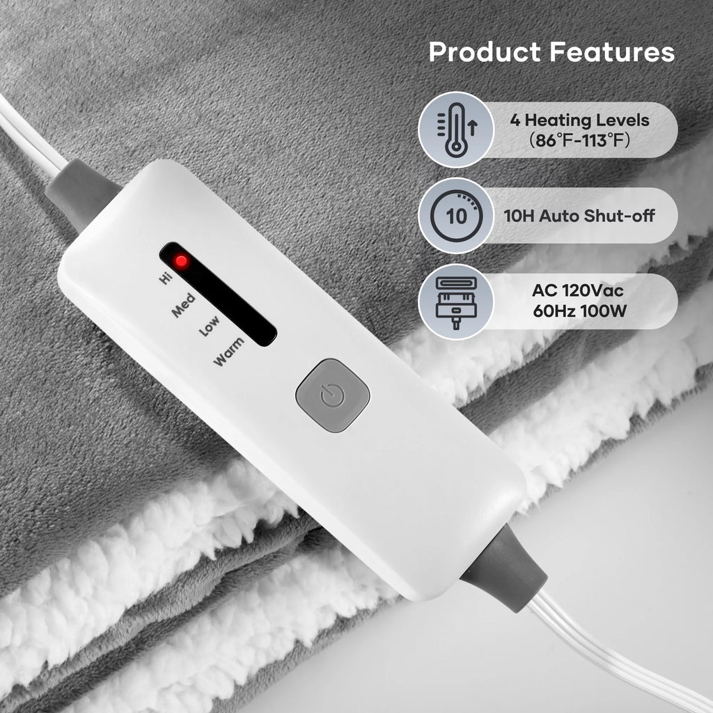 Electric Blanket Full Size 4 Heating Levels Machine Washable F415249