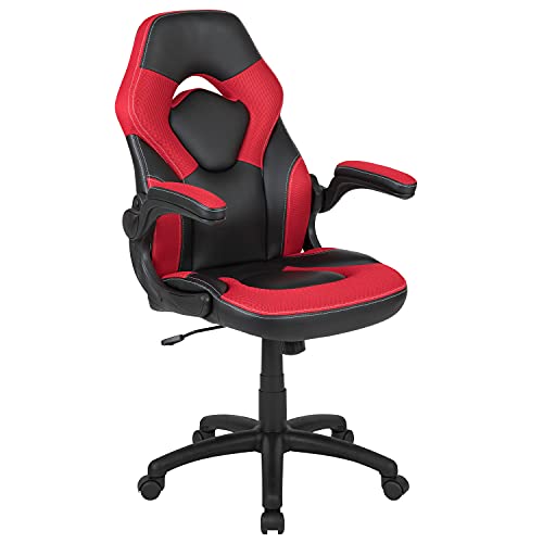 High-Back Blue/Black Gaming Chair with Flip-Up Arms D7123
