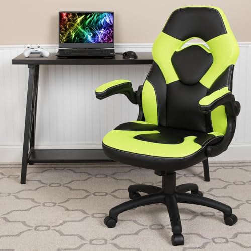 High-Back Blue/Black Gaming Chair with Flip-Up Arms D7123