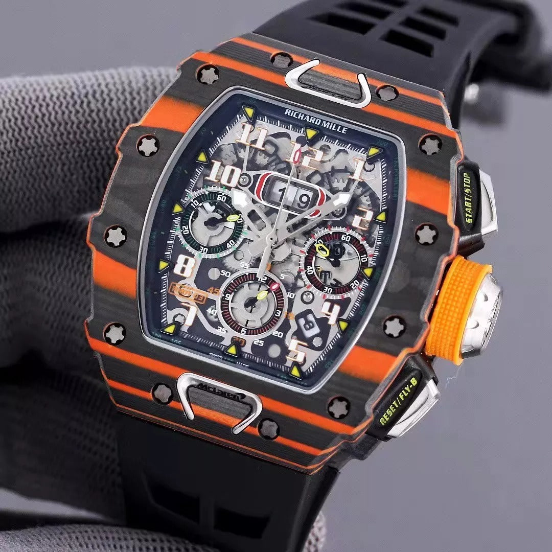 Black Orange Skeleton Dial Watch R776228