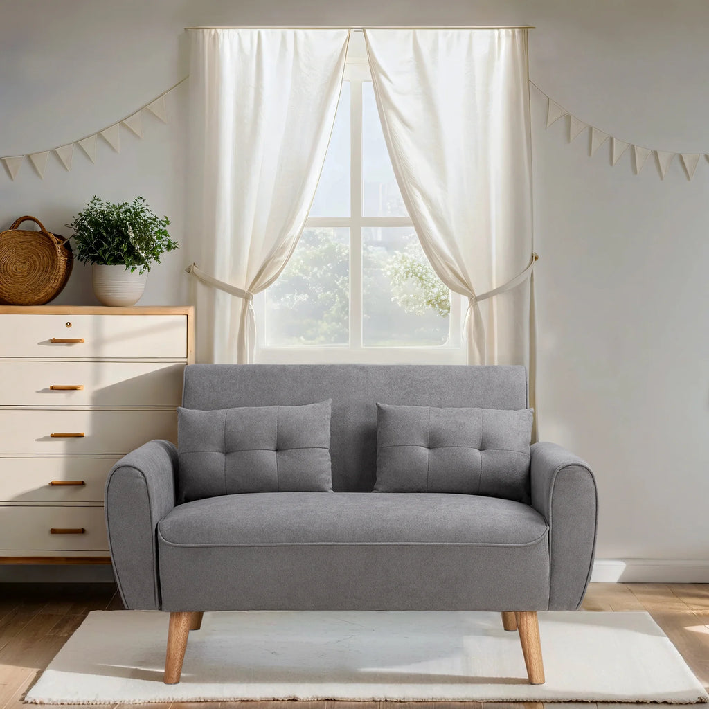Dark Grey Fabric Upholstered 2-Seat Sofa U168088