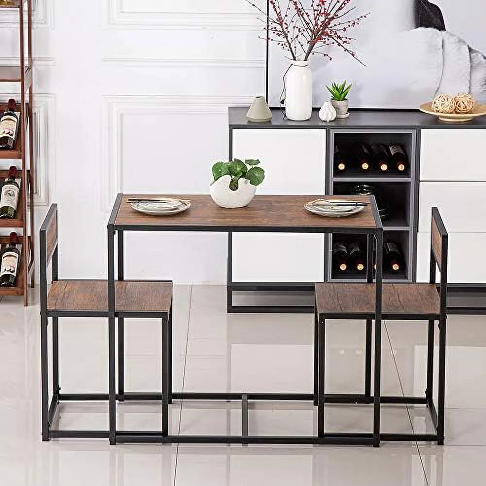 3 Pcs Modern Wood Dining Table and Chairs Set D1091