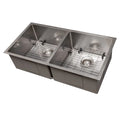 36 in. Undermount Double Bowl Stainless Steel Kitchen Sink with Bottom Grid W433