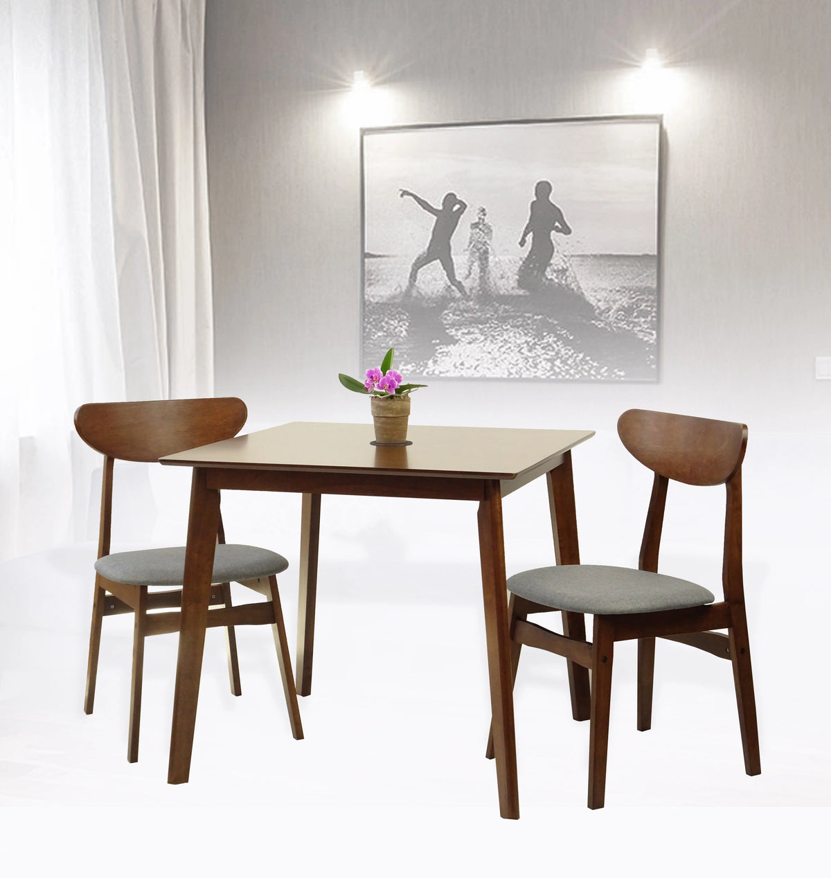 Round Wood Dining Table Medium Brown Finish M8902
