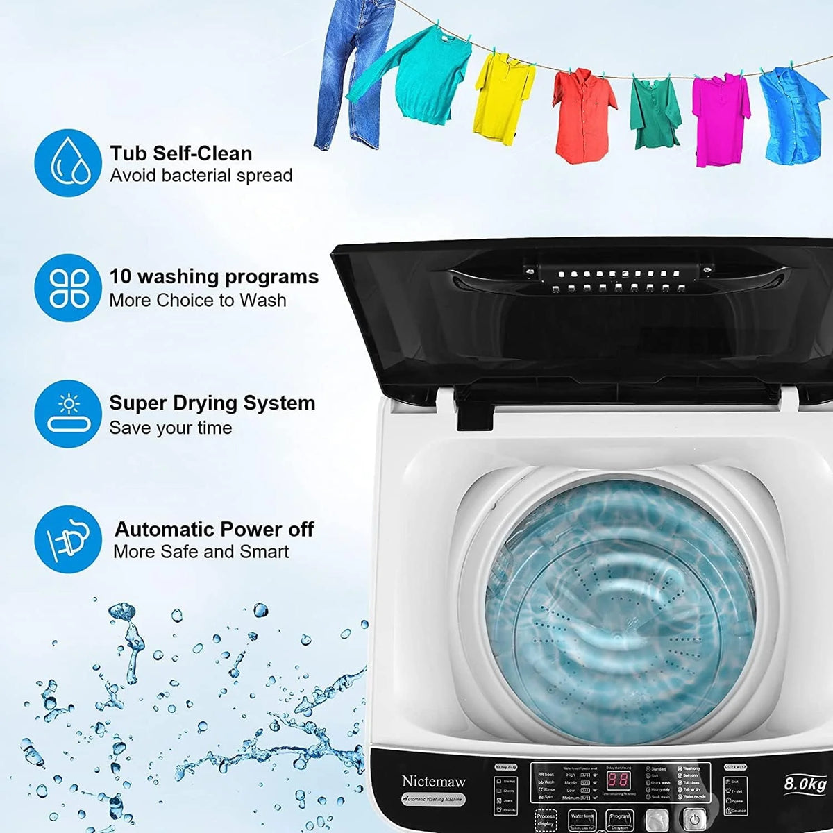 Portable 17.8lbs Fully-Automatic Washing Machine Y977775