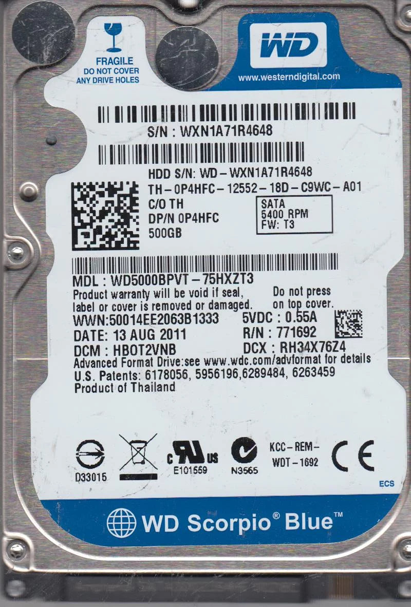 500GB SATA 2.5 Hard Drive E324