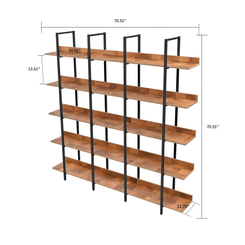 5-tier Wooden Open Bookshelf with Black Metal Frame V788