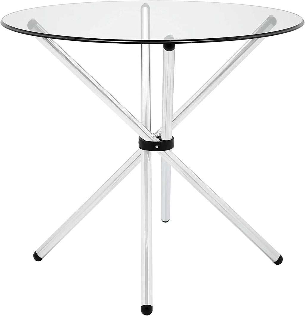36" Round Glass Top Stainless Steel Dining Table L9177