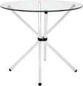 36" Round Glass Top Stainless Steel Dining Table L9177