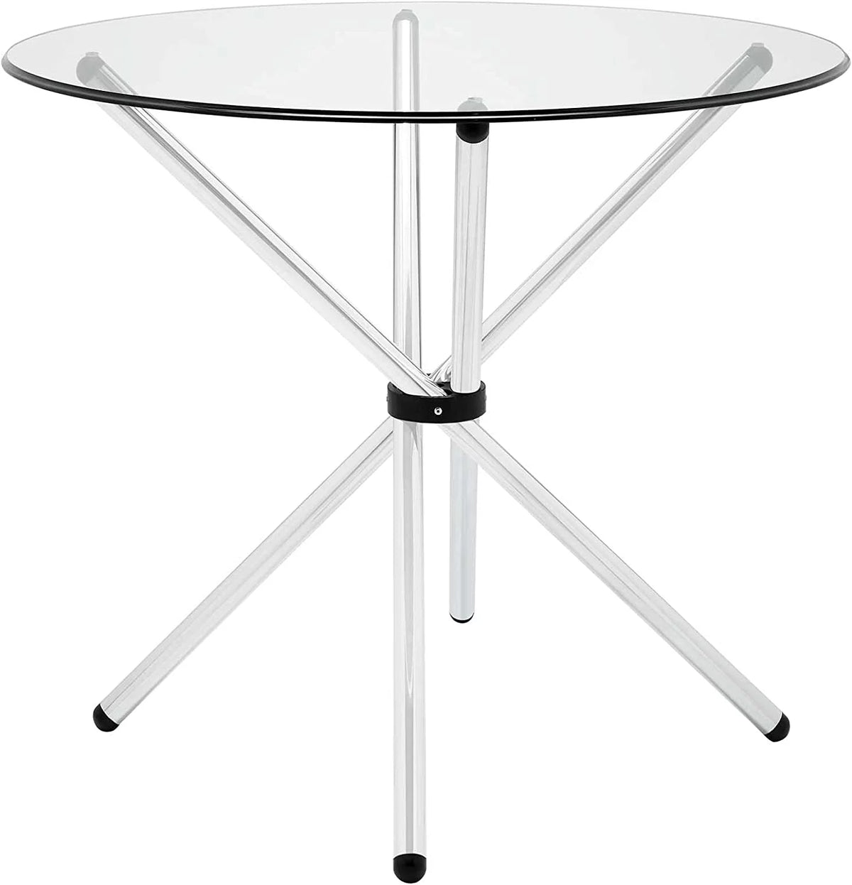 36" Round Glass Top Stainless Steel Dining Table L9177