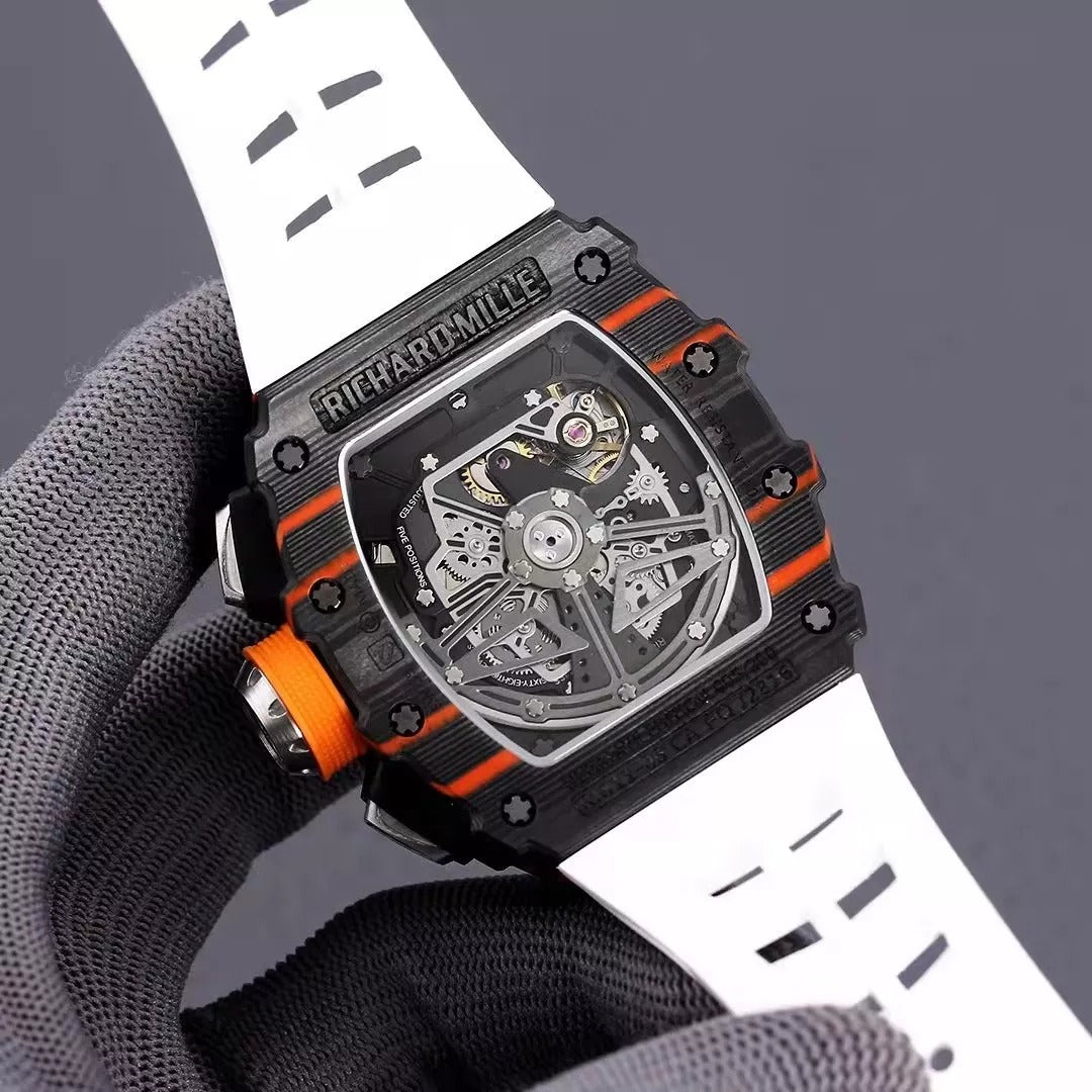 Black Orange Skeleton Dial Watch R776228