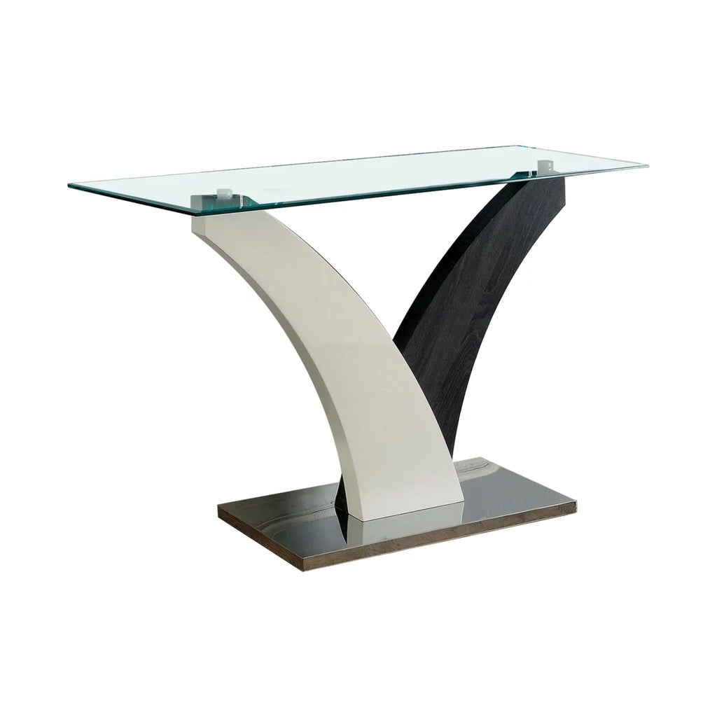 Sofa Table with Curved V Base and Rectangular Glass Top F916179