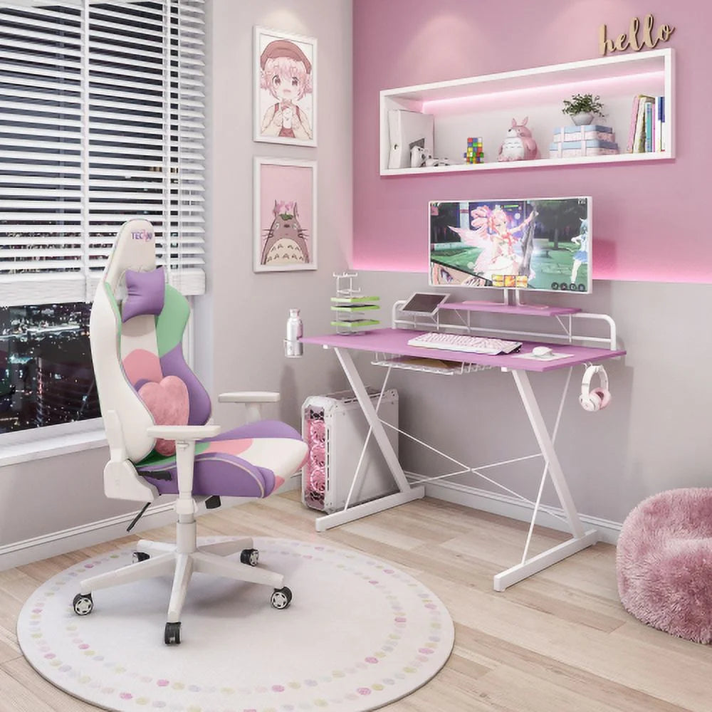 Carbon Computer Gaming Desk with Shelving N501851