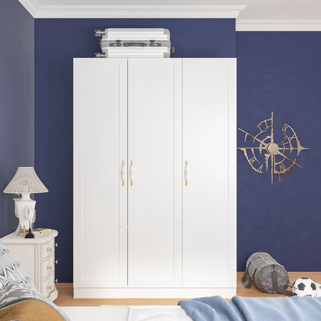White 3 Door Wardrobe Closet with Shelves K106789