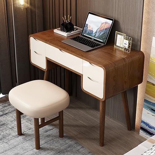 Flip Top Vanity Table with Stool and Mirror N442
