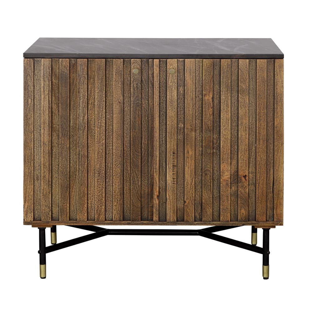 2-Door Solid Wood & Marble Cabinet C698