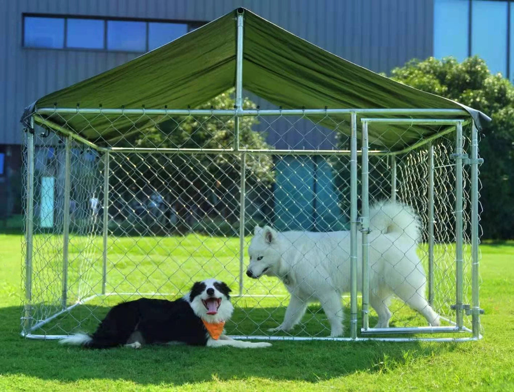 Heavy Duty Outdoor Dog Kennel with Black UV & Water Resistant Cover S4123