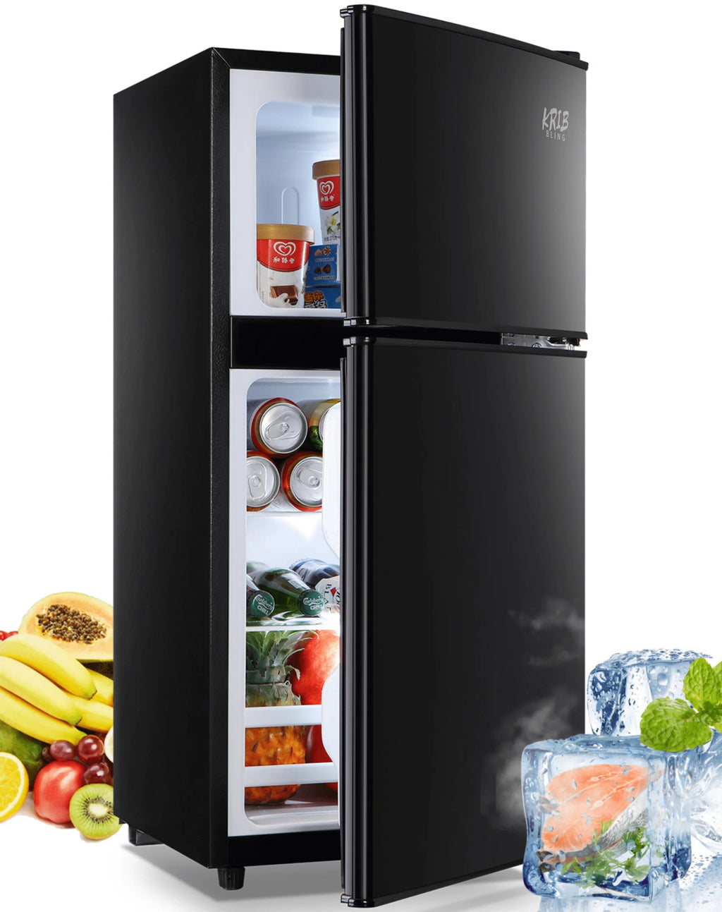 3.5 cu.ft Two Door Compact Refrigerator with Freezer, Red A119724
