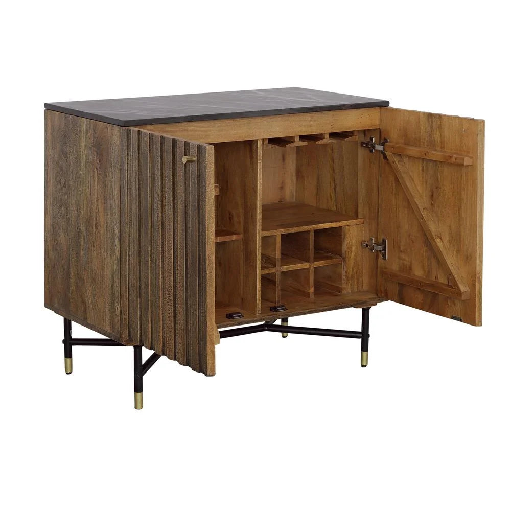 2-Door Solid Wood & Marble Cabinet C698