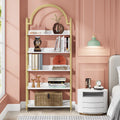 72.4 inch Tall Gold Metal 5 Shelf Arched Bookcase V4210
