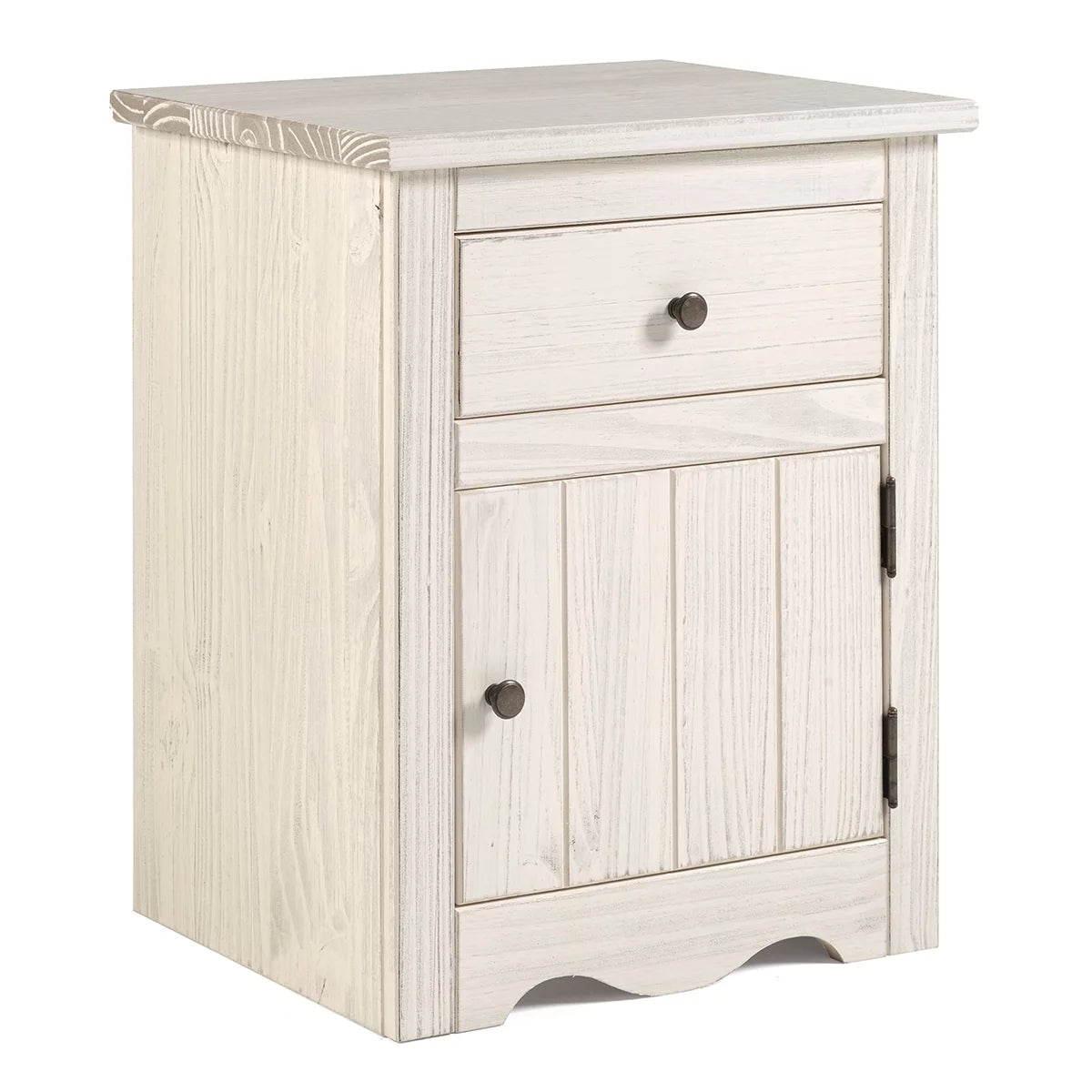 White 1 Door 1 Drawer Wood Nightstand F839