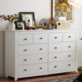 White Wood Dresser with 10 Deep Drawers B10727