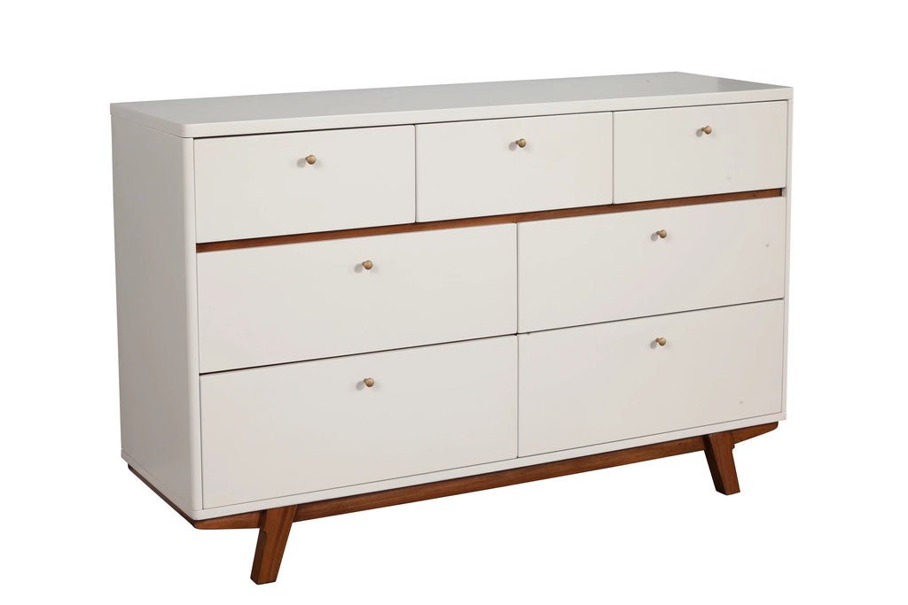 White 7 Drawer Wood Dresser B6583