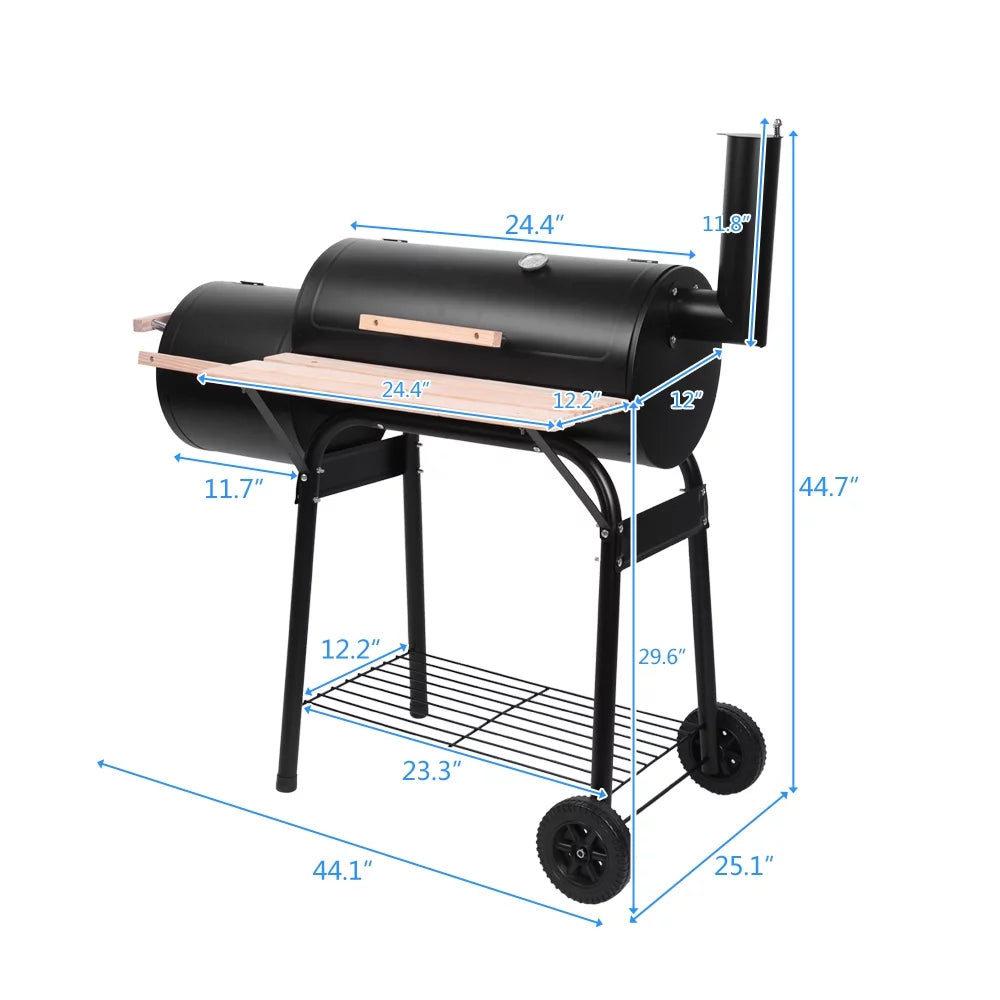Charcoal BBQ Grill with Wheels and Storage Holder, 28 Inch K771